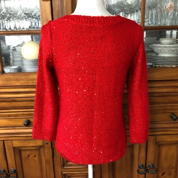 EUC Anne Klein sequin red sweater - Picture 4 of 6